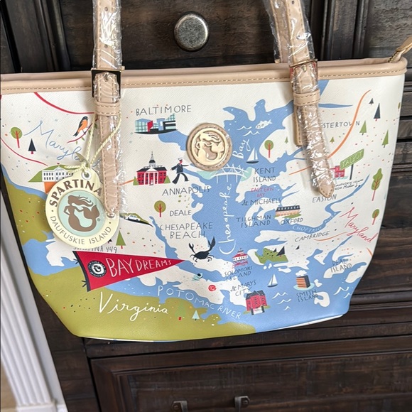 Spartina 449 Map Print Tote Bag - Bay Dreams - Picture 4 of 6
